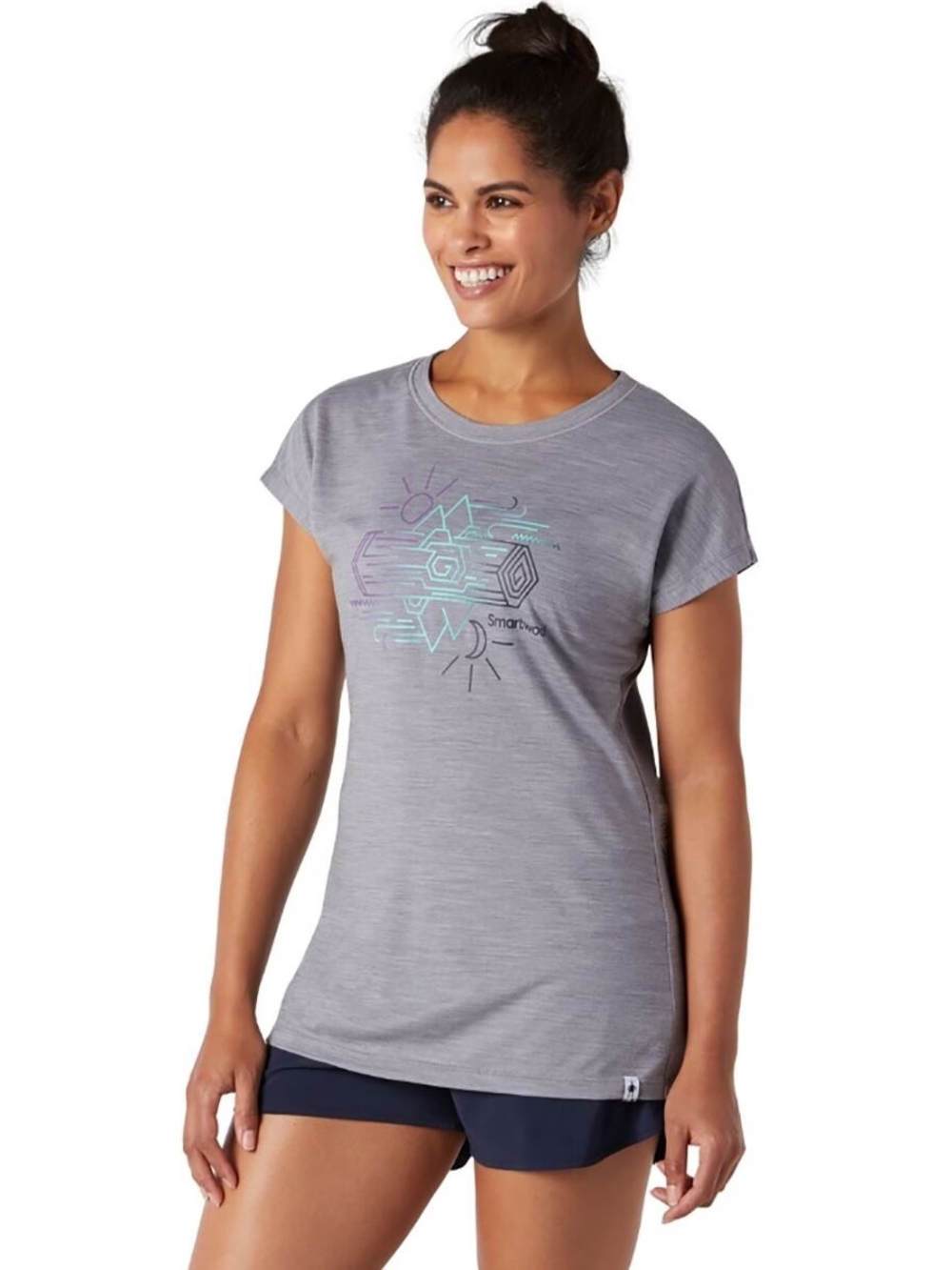 Smartwool Gray Geometric Line Art Graphic Short Sleeve Tee Sz M